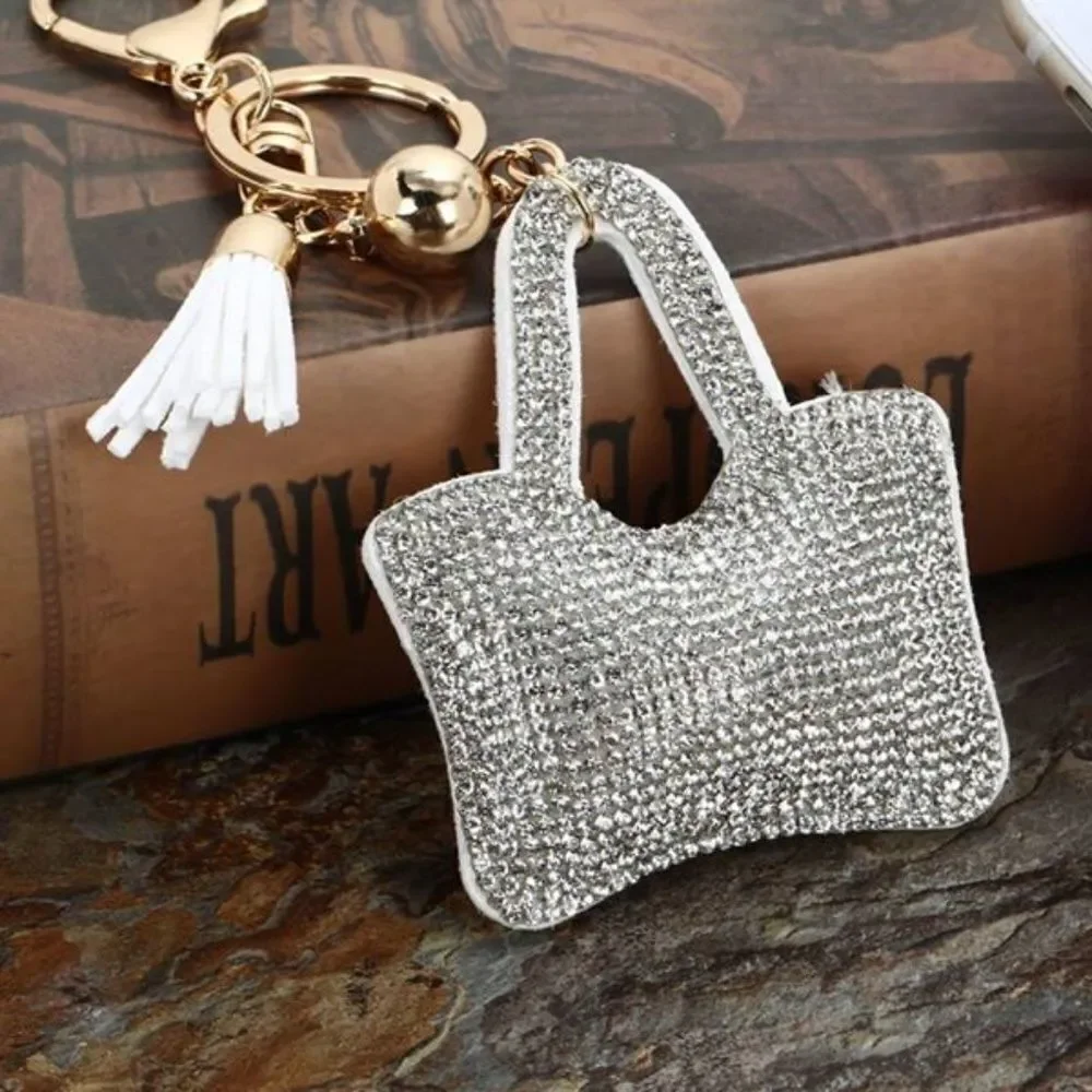 Keychain White Bag Rhinestone Pendant 4 for $20